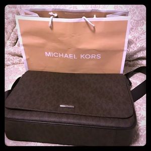 Michael Kors brown jet set logo laptop bag